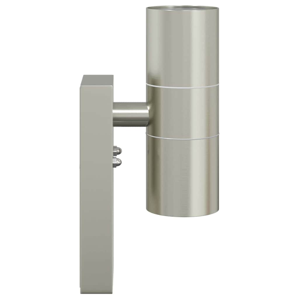 Outdoor Wall Lamp Silver 7 x 10 x 22 cm Stainless Steel and Glass
