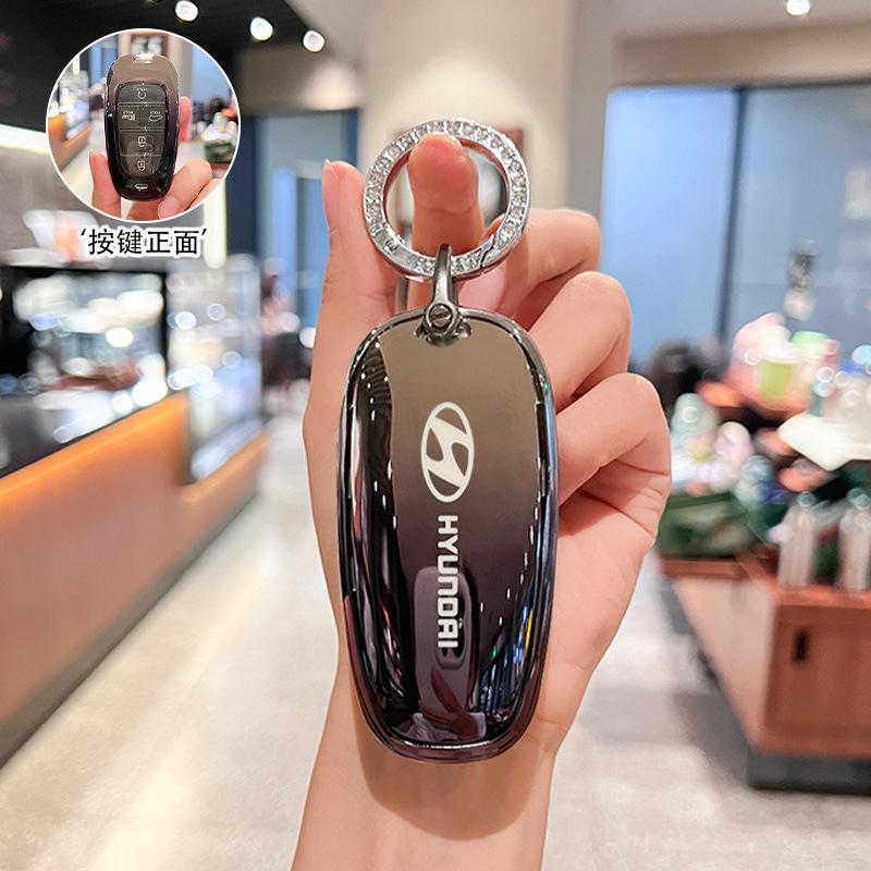 Fashion Soft TPU Car Key Cover Case Shell Fob For Hyundai Tucson Solaris Sonata Hybrid NEXO NX4 Santafe Dn8 2020-2022 Accessory Y4