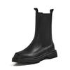 Fashion Hot Genuine Leather Women's Boots Office Lady Slip-On Chelsea Boots Fashion Ankle Boots Round Toe Flat with Women Shoes Platform