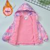 Girls' Cartoon Hooded Windbreaker Fleece Coat - Waterproof, Windproof Ski Suit for Autumn/Winter