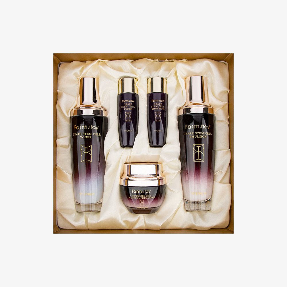 Farmstay Grape Stem Cell Skin Care 3-Piece Set Toner 200ml + Emulsion 200ml + Wrinkle Lifting Cream 50ml Gift Set