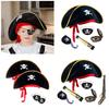 Pirate Compass Skull Print Hat Costume Kits for Treasure Hunt Stylish Role Play Accessories for Halloween Party
