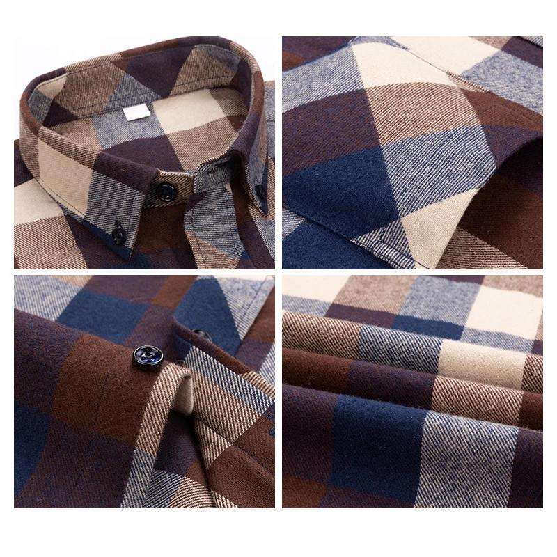 Новые клетчатые рубашки для мужчин больших размеров для отдыха, мужские зимние теплые фланелевые рубашки из 100% хлопка, повседневные клетчатые рубашки больших размеров с длинным рукавом