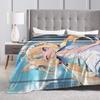 Super Warm Blanket Camping Sameko Saba VTuber Throw Blanket  Flannel Bedspread For Couch Bed Funny Sofa Bed Cover