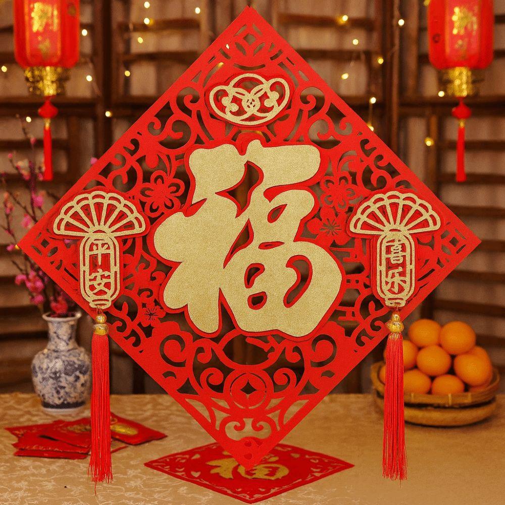 Traditional Fu Character Door Sticker Thickened Spring Festival Decor Chinese New Year