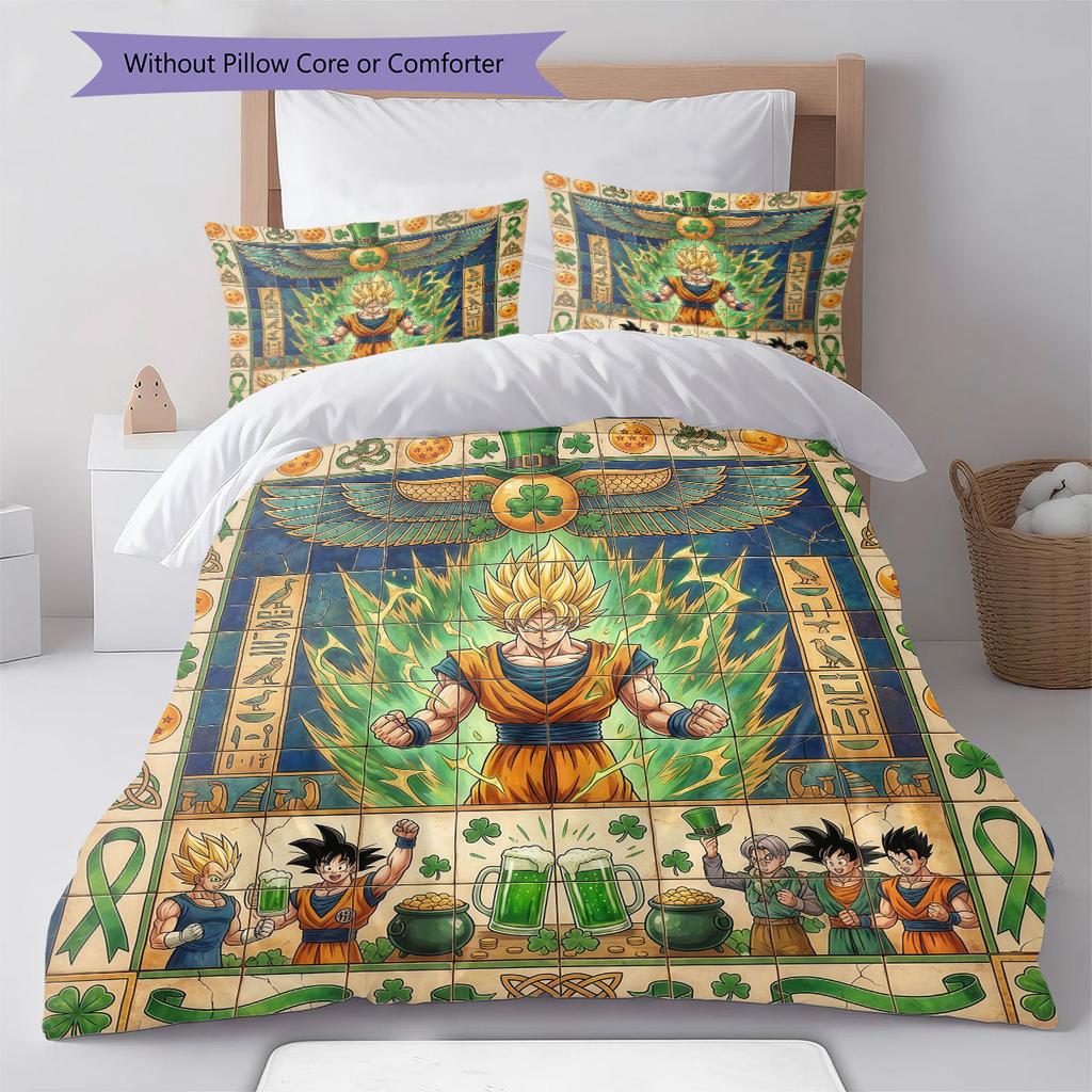 Amazing Egyptian mural Pattern Bedding Quilt Set Quilt Cover Pillowcase Home Decoration Birthday Gift (1 * duvet cover + 2 * pillowcase, without core)