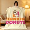 Плед D-Dunkin' D-Donuts, высокоплотный, короткий плюш, мягкий, приятный для кожи, для дивана, для сна, для комнаты с кондиционером
