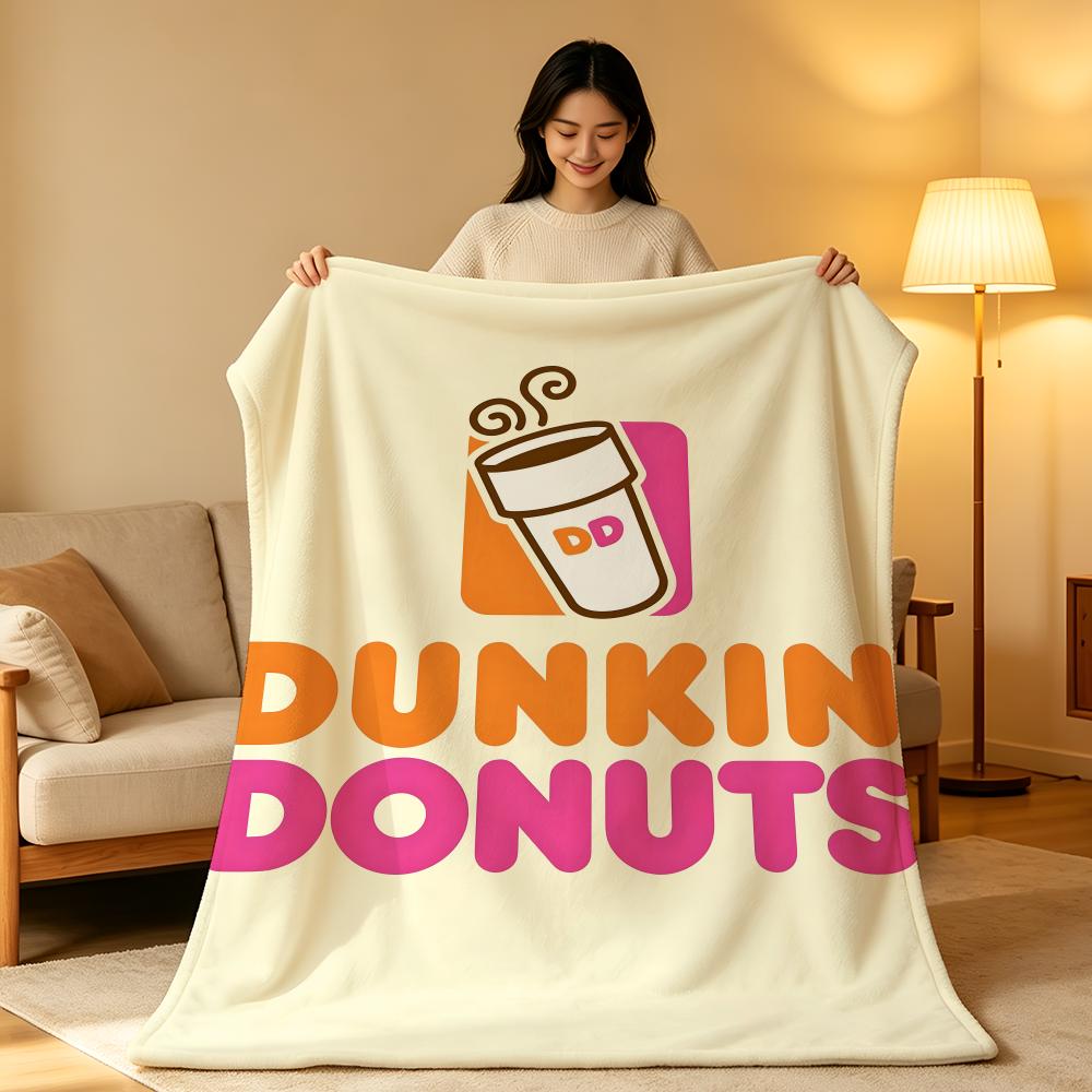 Плед D-Dunkin' D-Donuts, высокоплотный, короткий плюш, мягкий, приятный для кожи, для дивана, для сна, для комнаты с кондиционером