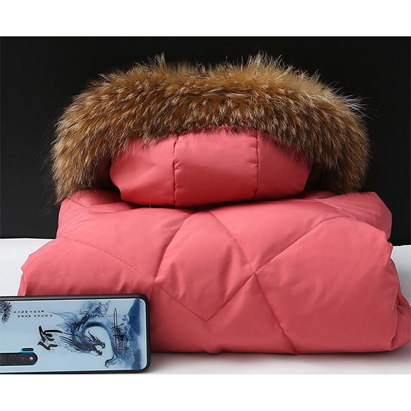 Новая модная детская теплая пуховая куртка Зимняя для девочек с меховым воротником Белый утиный пух Длинная куртка 120-170 см