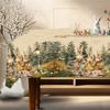 Винтажная скатерть с пасхальным кроликом, кролики, яйца, цветы, настольный флаг, чехол, украшение «Счастливой Пасхи» для дома, кухни, обеденного стола