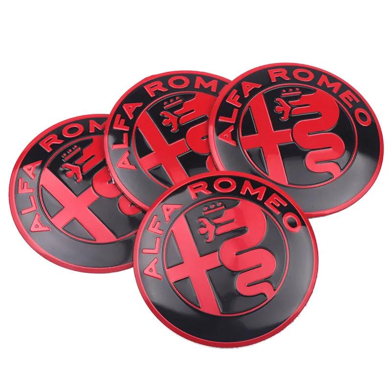 Car Sticker For Alfa Romeo 159 147 4Pcs Car Wheel Center Hub Caps Stickers Emblem Decal Waterproof For Alfa Romeo Giulia Stelvio CVP1