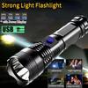 ABS LED Flashlight USB Rechargeable Lamp Portable Lantern Strong Light Flashlights Waterproof Torch Built-in Battery Outdoor Lights