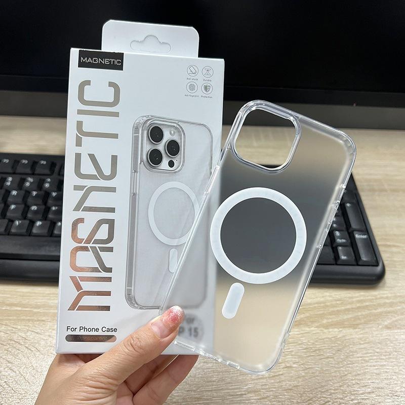 Прозрачный магнитный чехол для iPhone16 матовый MagSafe Apple 17 акриловый 13/14 чехол для мобильного телефона оптом