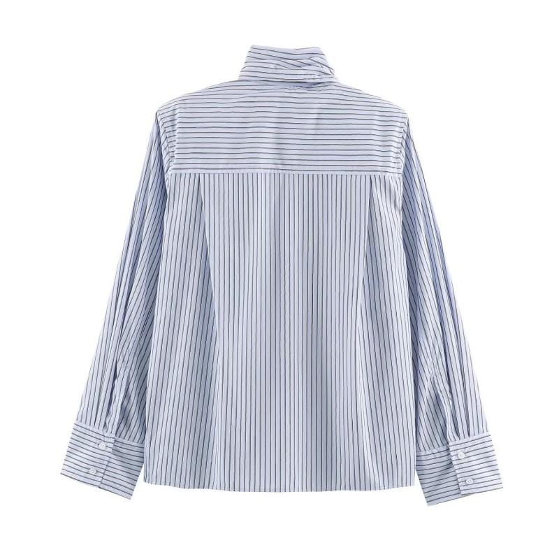Womens Loose Long Sleeve Striped Button-Up Shirt 2026 Fall Streetwear Casual Top