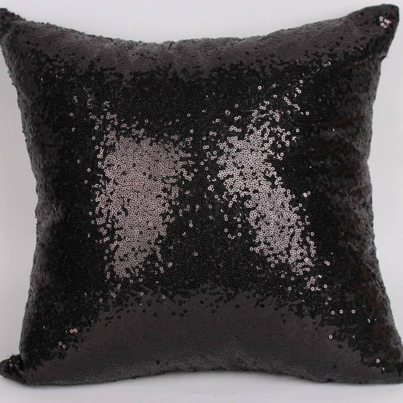 Black Style Sparkling Pillowcase Made Of Chameleon Fabric For Sofa Decor