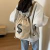Women's Large Capacity Canvas Drawstring Backpack: Multifunctional, Fashionable, Versatile Single Shoulder & Crossbody Bucket Bag