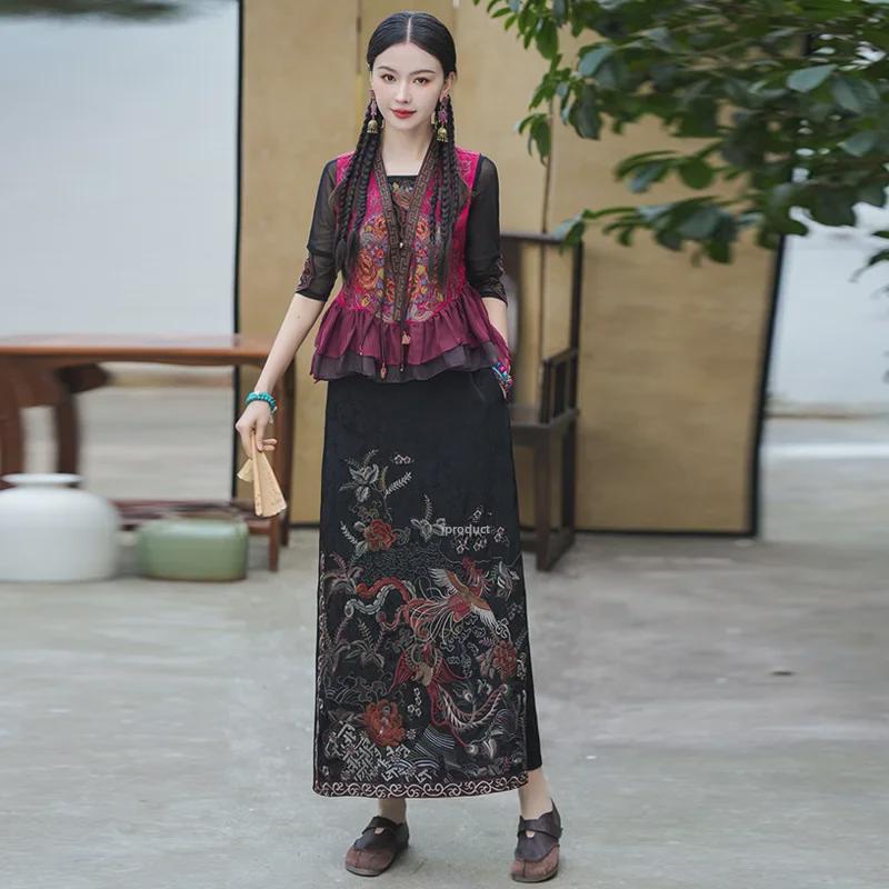 2025 Весна/Лето Женская куртка-жилет в стиле ретро с вышитыми пуговицами в китайском стиле