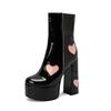 Женские Ботильоны на Платформе и Высоком Каблуке с Крупным Принтом Сердца Модные Винтажные Водонепроницаемые Удобные Современный Стиль Короткие Сапоги 2026