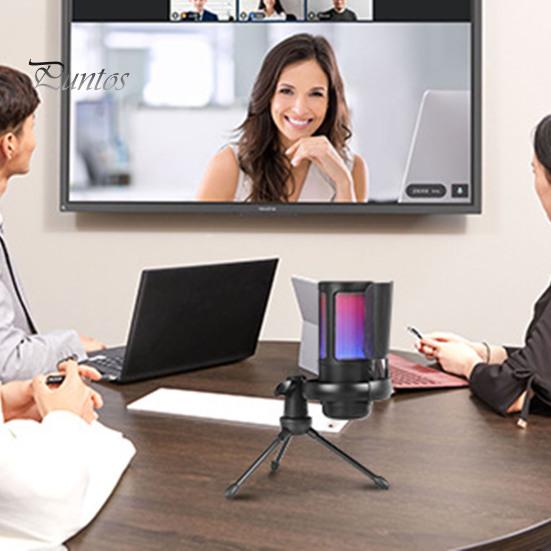 Игровой микрофон со штативом, шумоподавление, RGB-подсветка, дизайн, регулировка усиления, универсальный USB-микрофон с функцией Plug-Play