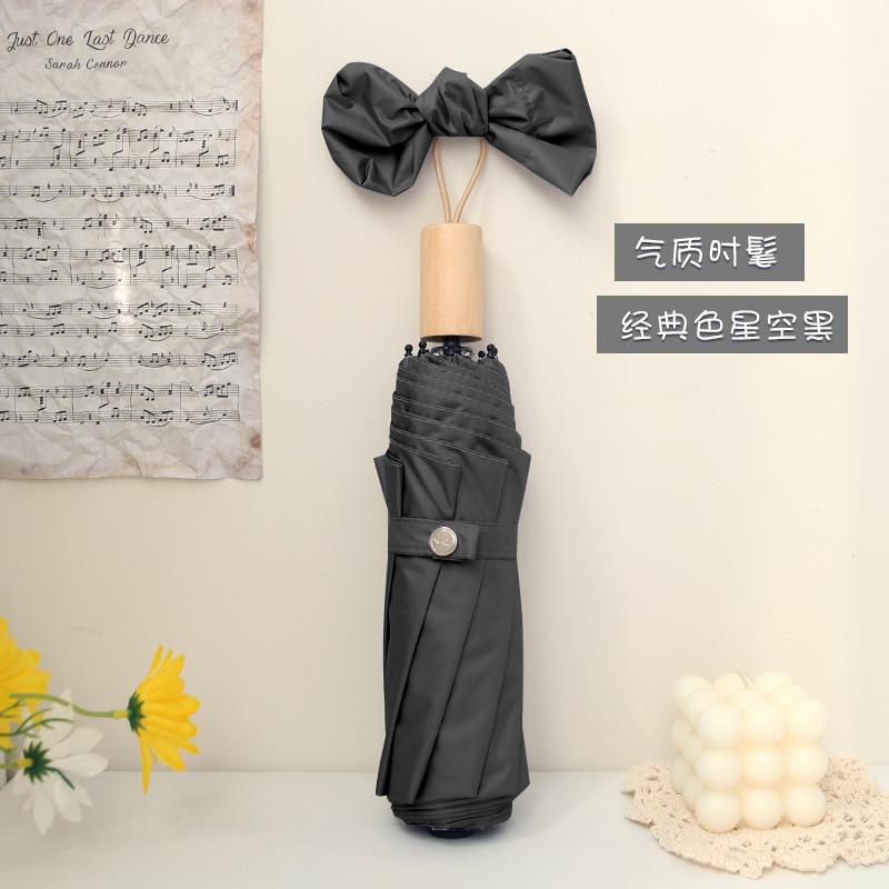 8 спиц ручное открытие простой зонт от солнца из винила с ручкой из массива дерева три сложения зонт от солнца рекламный зонт