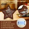 Holiday Party Supplies 3D Wooden LED Christmas Night Light, Hollow Carved Tabletop Decor Warm Light Lamp with Glow, Festive Home And Office Decoration