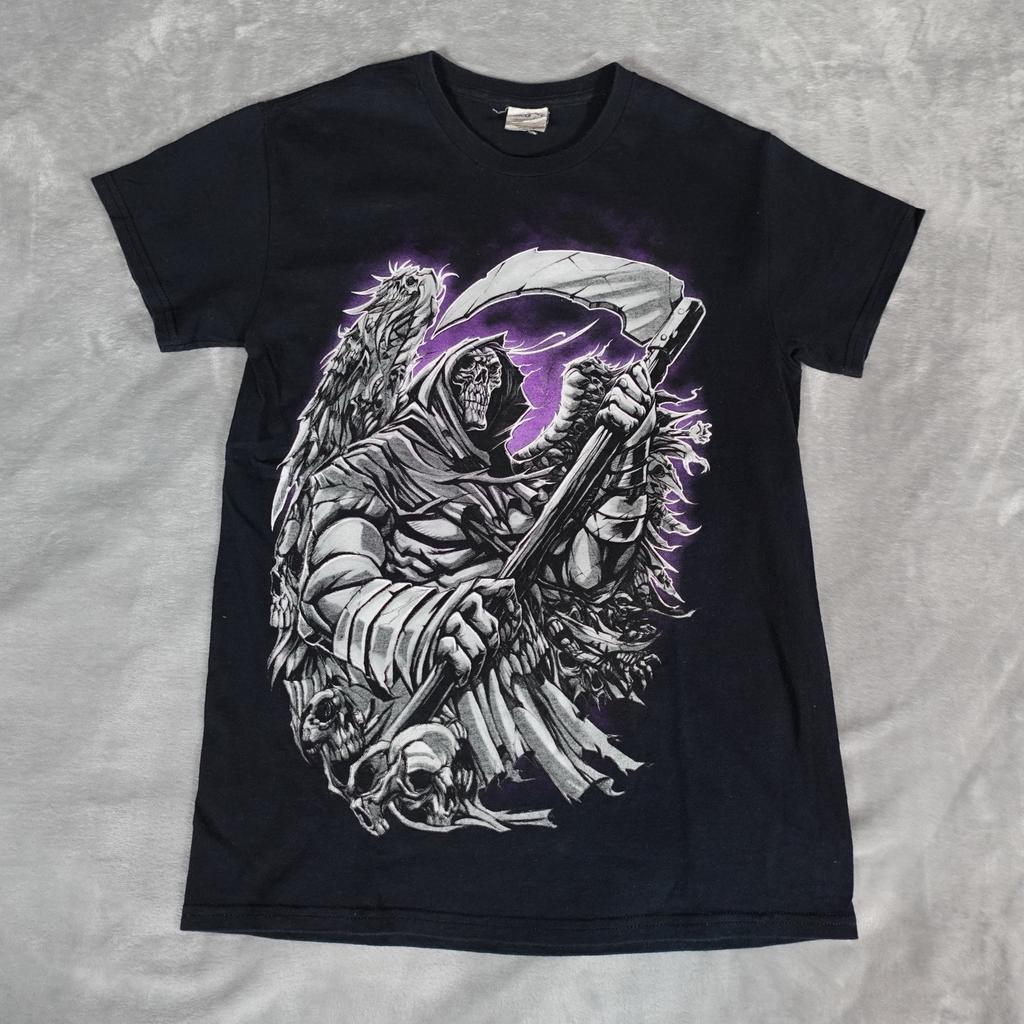 Grim Reaper Wings T Mens S Grunge Vintage Style Faded Black Unisex T-Shirt