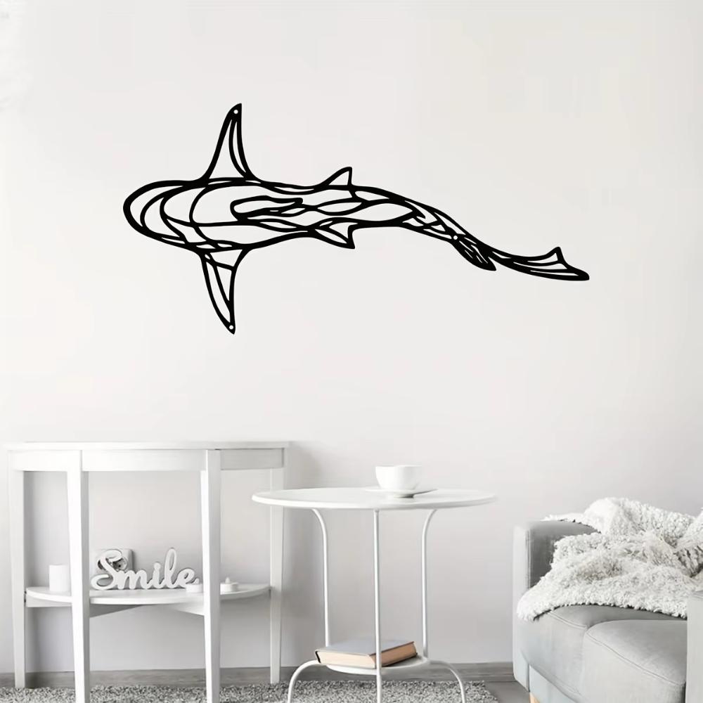 1pc, Minimalist Metal Wall Decoration Crafts, Iron Art Minimalist Line Shark Silhouette Wall Hanging for Bedroom Wall Decoration