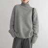 Autumn and Winter Women's Thickened Solid-coloured Knit Sweater High Neck Short Section Head Loose Lazy Sweater