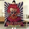 Killer Klowns Outer Space Print Flannel Blanket, High quality Comfortable for All Seasons, Home Decor, Warmth and Comfort, Perfect for Christmas Gifts