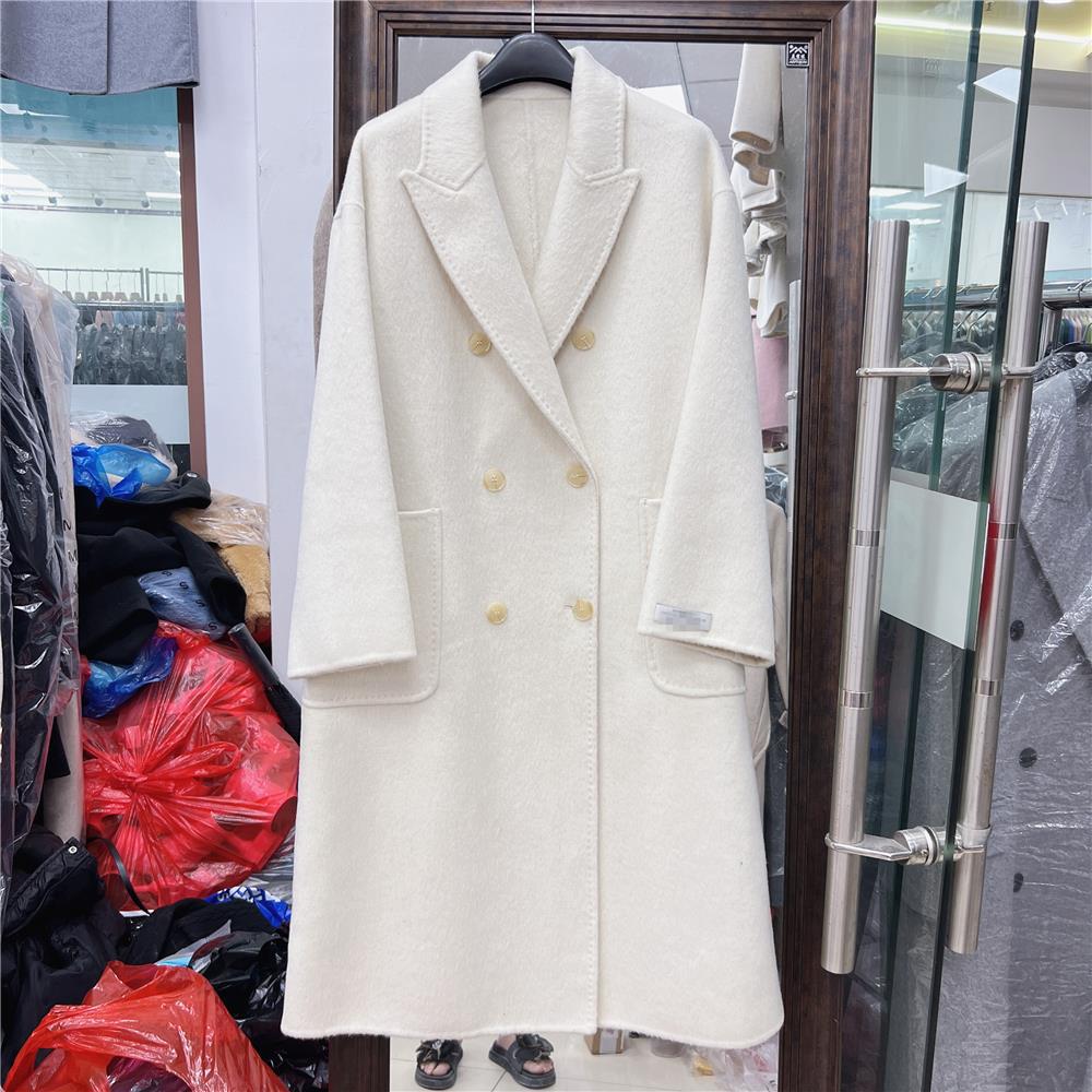 French Style Double-Breasted Reversible Wool Tweed Coat Women's Mid-Length Cashmere Blend Versatile Chic