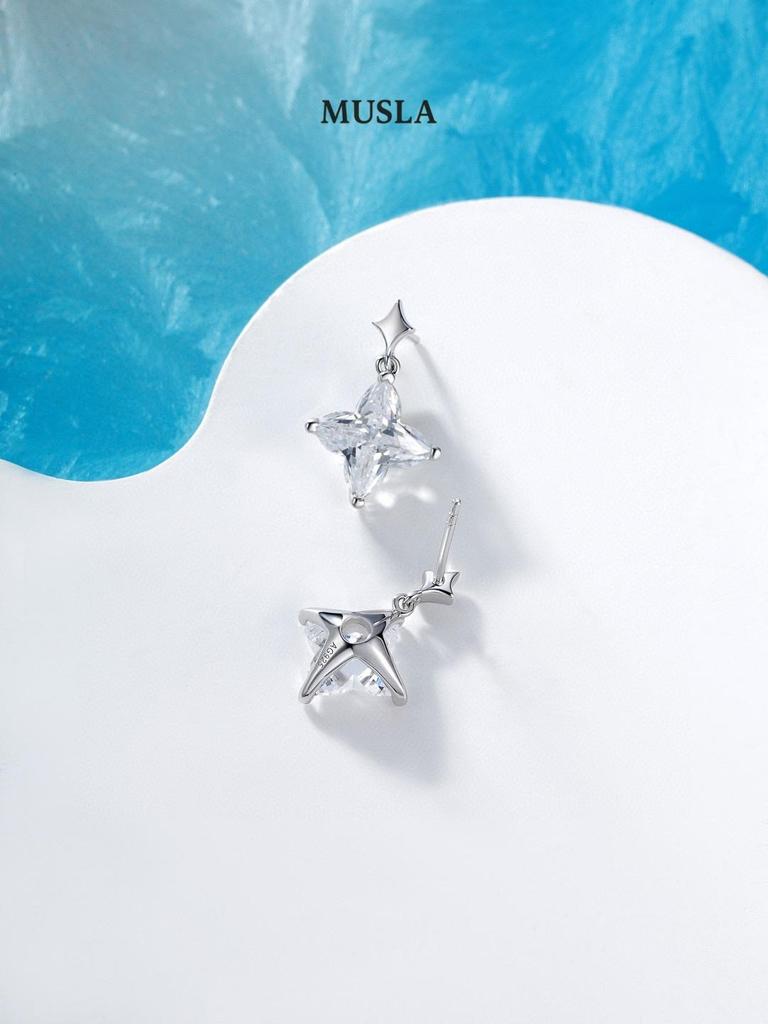 Musla Design Jewelry For Women Water Drop Hoop Earrings 925 Sterling Silver Earrings Zircon Fashion Stud Earrings