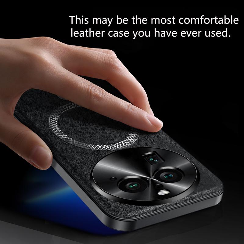 For Oppo Find X6 Pro Case Magnetic Elegant Leather Wear-Resistant Lens Fully Covered Non-Slip Grip Edge Cover Shell
