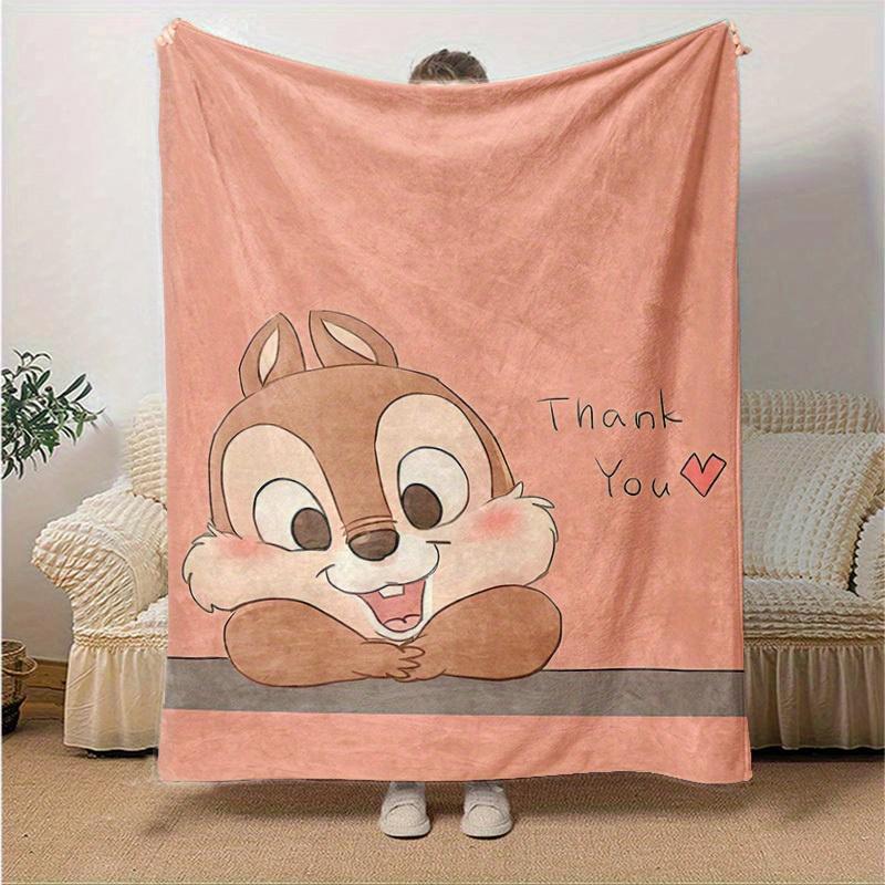 1pc,Thank You Cute Chipmunk Throw Blanket Soft & Cozy Fleece Blanket for Home Decor, Couch Cover, Travel
