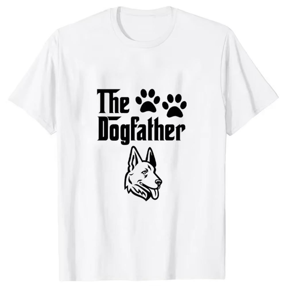 Забавные футболки The Dogfather для мужчин, футболка с собачьим папой, мужская футболка с немецким овчаркой и папой, летняя футболка большого размера с короткими рукавами