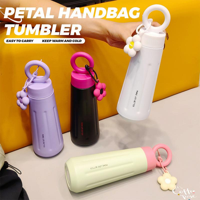 High value petal cup girl cute flower portable stainless steel thermos cup student outdoor portable sports water cup