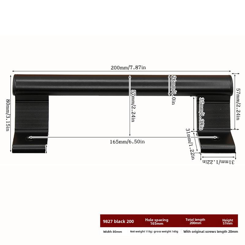 Черная прочная металлическая ручка для амбарных дверей для деревянных или раздвижных дверей