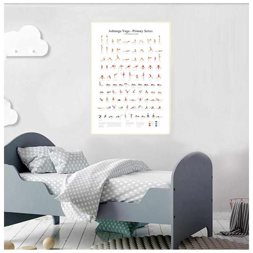 Аштанга Первичная серия Йога Плакат Печать на холсте Комната для йоги Настенный художественный декор Девушки Фитнес Подарки Тренажерный зал Художественная роспись Украшение без рамки