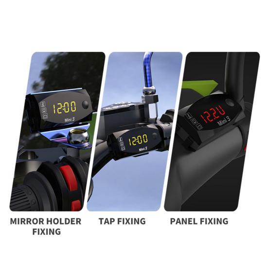 3 в 1 электронные часы, универсальные мотоциклетные вольтметр, термометр, дисплей для часов