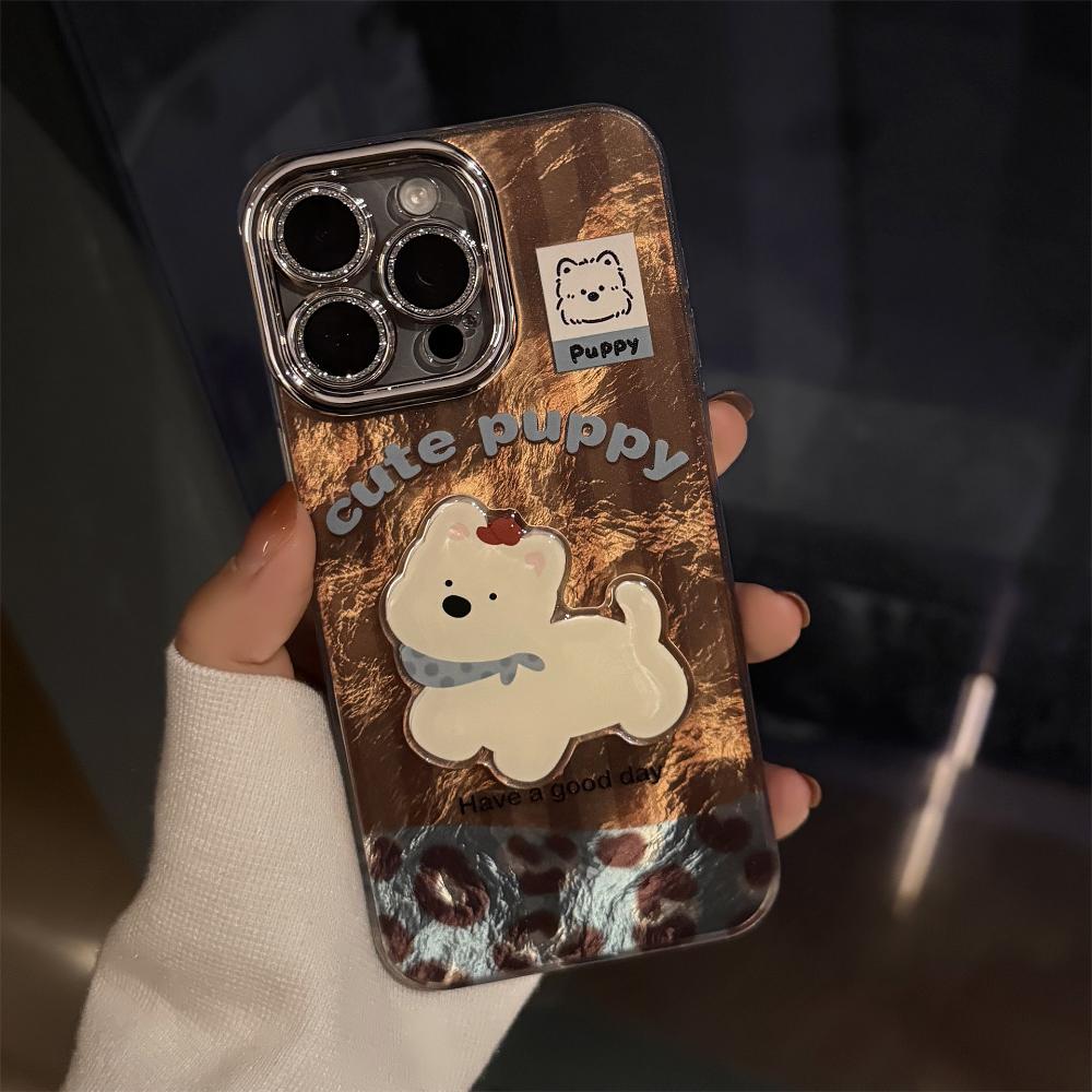 Совместимо с IPhone 16, Apple 17 Pro Max, Patchwork West Highlands 13 Леопардовый Принт Шнурок 14 Ретро Блестки