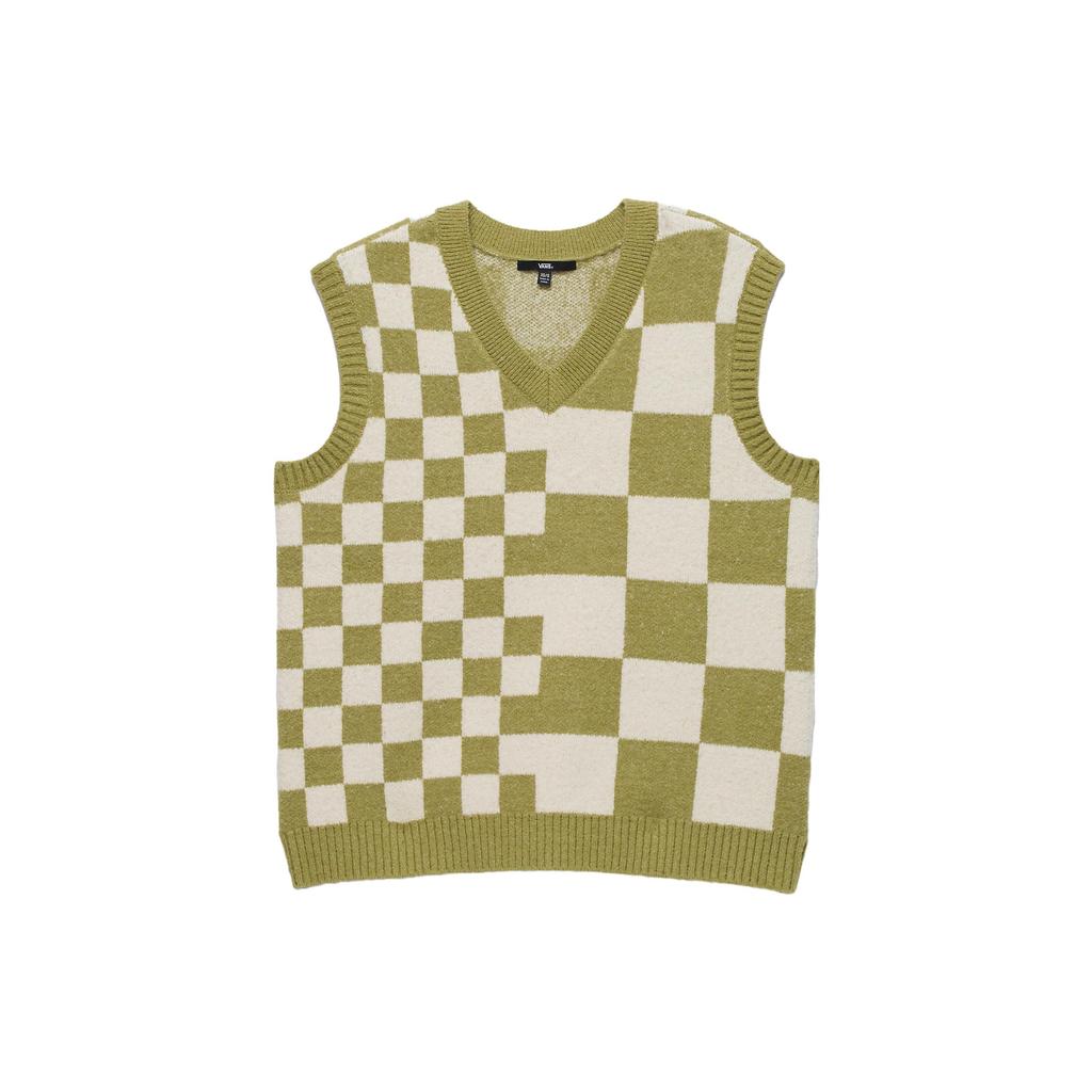 Vans V-Neck Checkered Fitted Sleeveless Vest Women Tops Green VN000F6WBD4