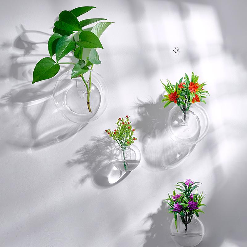 Полукруглая гидропонная настенная декоративная стеклянная ваза для офиса