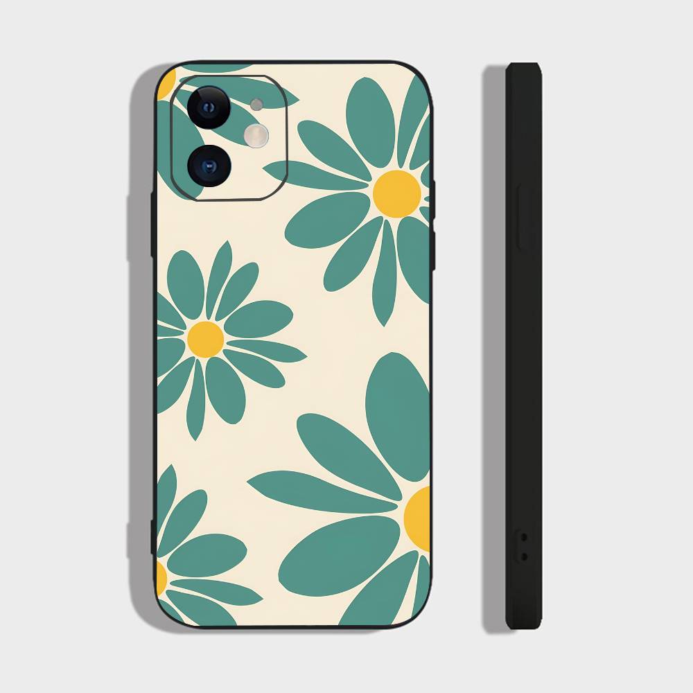 Цветочный Арт Для IPhone 15 16 14 Plus 13 12 11 17 Pro Max 17 Air Черный Мягкий Чехол для Телефона