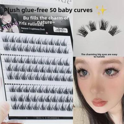 Накладные ресницы 5D Baby Curve без клея — сверхъестественные, легко наносятся, в стиле комиксов, с сегментацией по одному пучку.