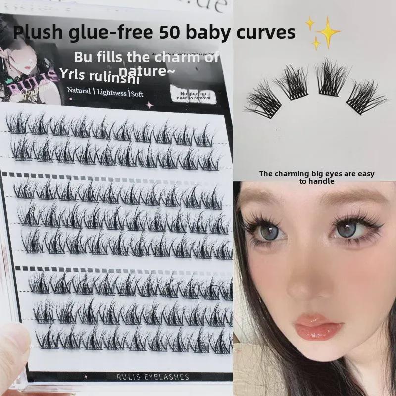 Накладные ресницы 5D Baby Curve без клея — сверхъестественные, легко наносятся, в стиле комиксов, с сегментацией по одному пучку.