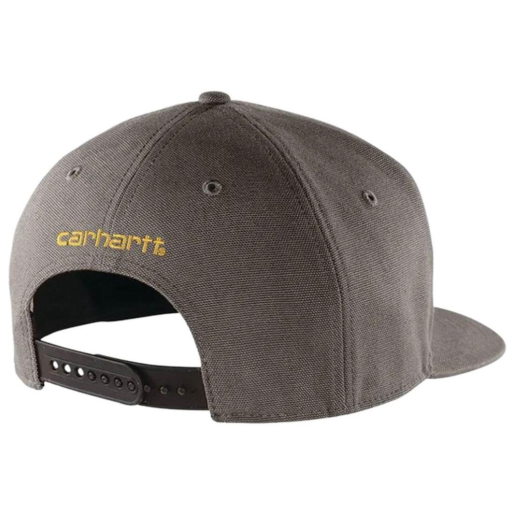 Кепка Carhartt с прямым козырьком Мужская Женская Однотонная Простая 6-панельная Логотип Канва Утиная Ткань Snapback Один Размер Гравий 106665
