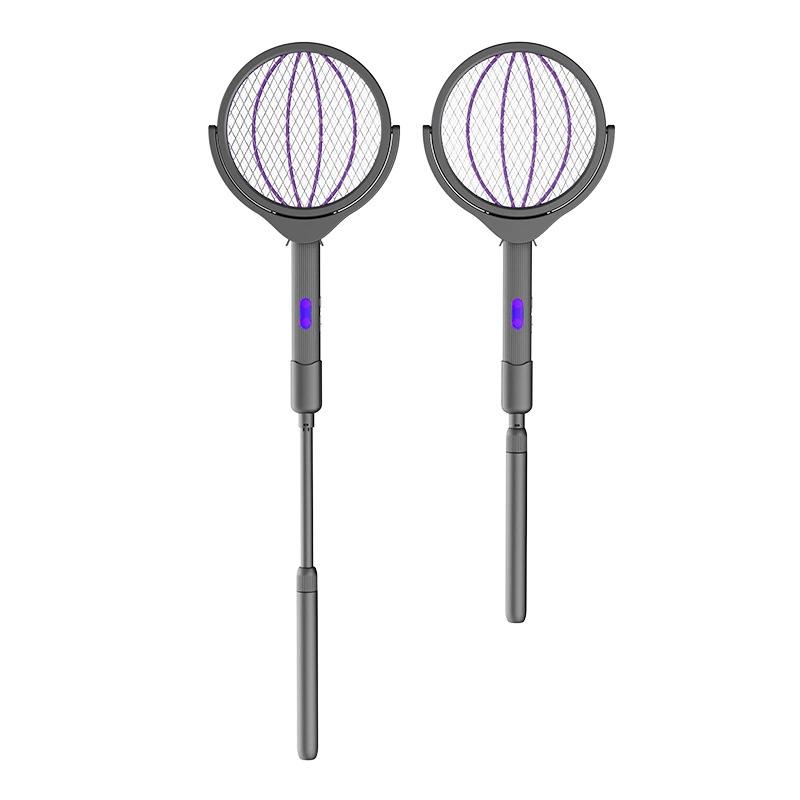 Raqueta eléctrica mata mosquitos 4 en 1 recargable plegable y extensible para hogar u oficina