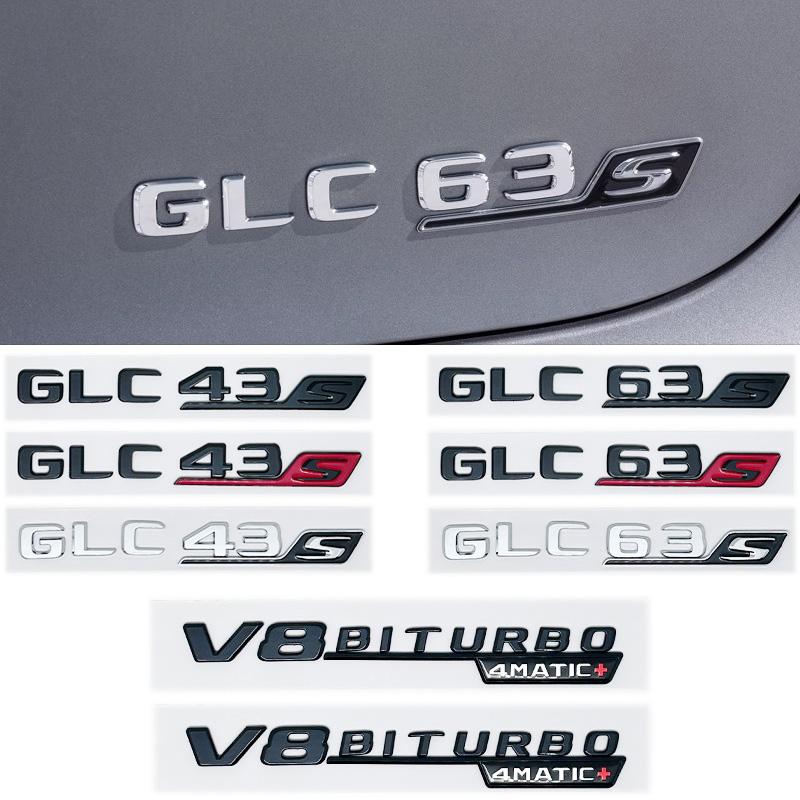Для Mercedes Benz Silver Black X253 C253 GLC43 GLC63 GLC63s GLC 63 S AMG Эмблема V8 BITURBO 4MATIC 4MATIC+ Эмблемы Значки