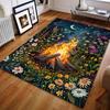 Flowers and Bonfire Print Carpet for Bedroom Living Room Bedside Sofa Floor Mat Modern Home Decor Space Area Rug for Gifts