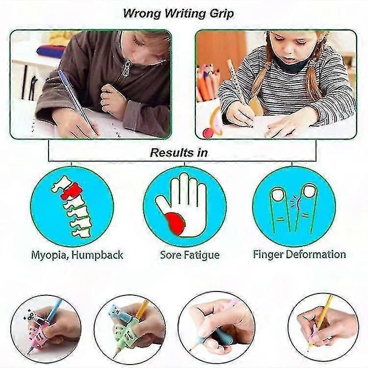 16pcs Pencil Grips for Kids - Writing Aid, Universal Pen Holder Grip (with Box)