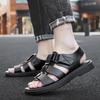 Брендовые сандалии из натуральной кожи с открытым носком на плоской толстой подошве, мужская летняя повседневная обувь, сандалии, модная удобная пляжная обувь